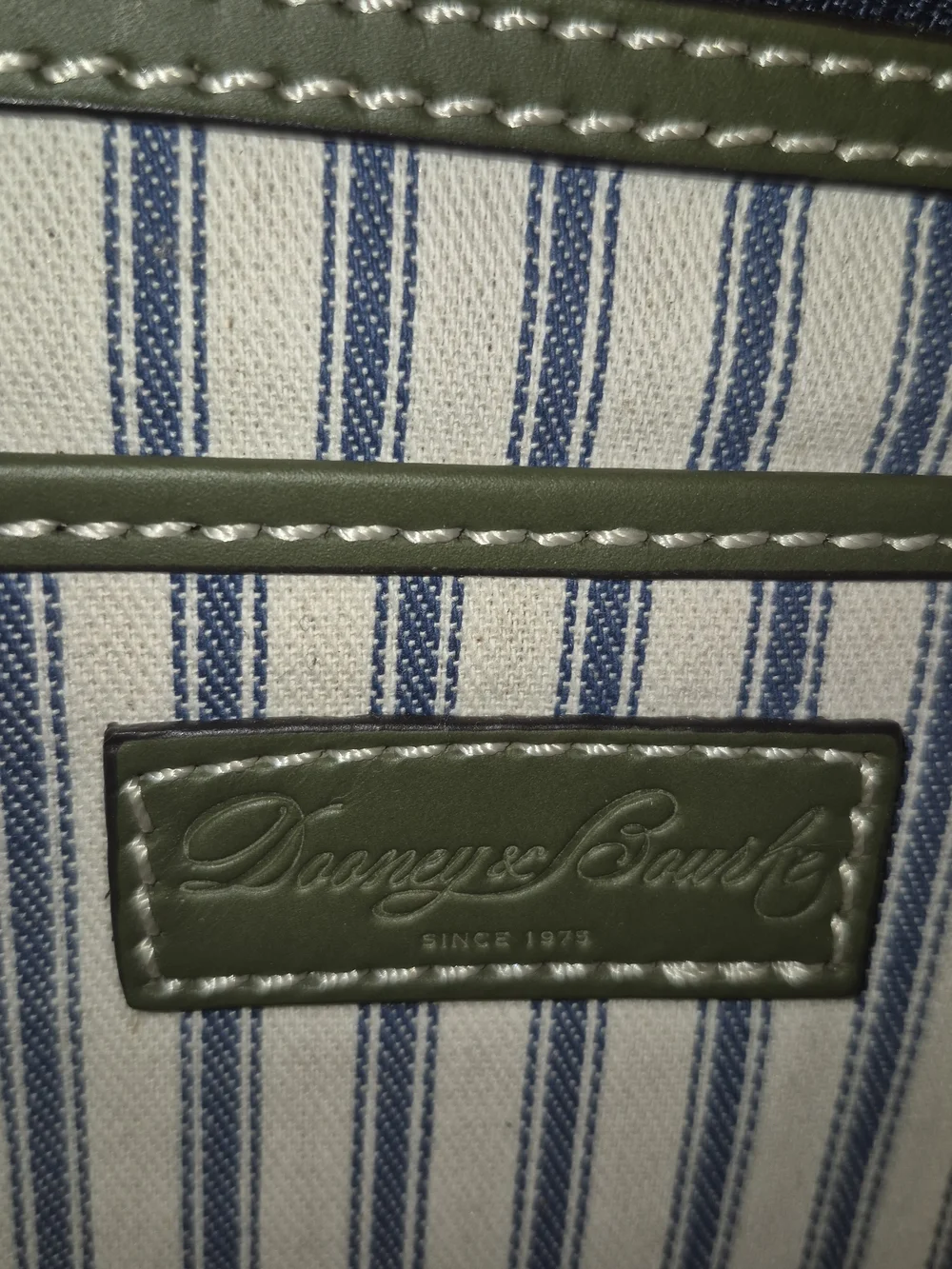 Dooney & Bourke Olive Green Beacon  Leather Tote with Front Zip Pocket
